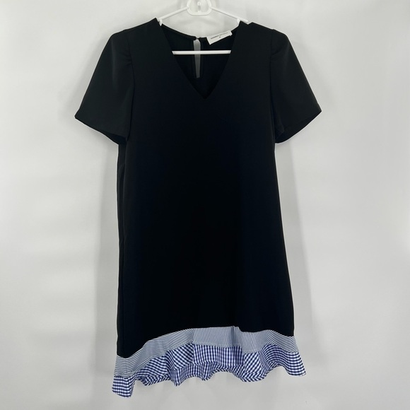 Goodnight Macaroon black sleeveless dress with plaid hem size M - Picture 1 of 10